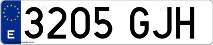 Ejemplo de matrícula española 3205 GJH
