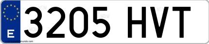 Ejemplo de matrícula española 3205 HVT