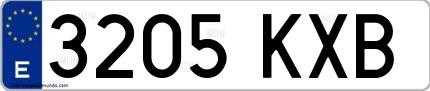 Ejemplo de matrícula española 3205 KXB