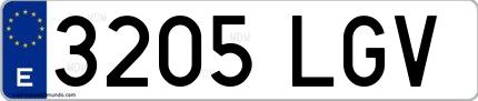 Ejemplo de matrícula española 3205 LGV