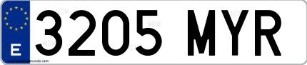 Ejemplo de matrícula española 3205 MYR