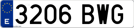 Ejemplo de matrícula de coche ordinaria 3206 BWG