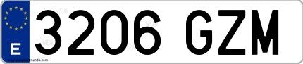 Ejemplo de matrícula española 3206 GZM