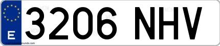 Ejemplo de matrícula española 3206 NHV
