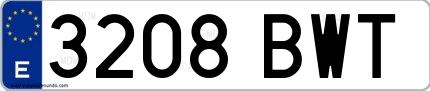 Ejemplo de matrícula española 3208 BWT