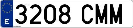 Ejemplo de matrícula española 3208 CMM