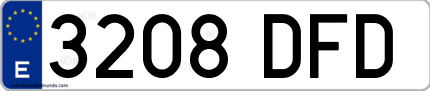 Ejemplo de matrícula de coche ordinaria 3208 DFD