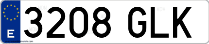 Ejemplo de matrícula de coche ordinaria 3208 GLK