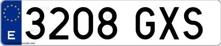 Ejemplo de matrícula española 3208 GXS