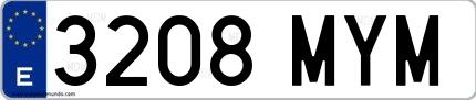 Ejemplo de matrícula española 3208 MYM