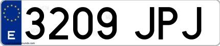 Ejemplo de matrícula española 3209 JPJ