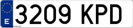 Ejemplo de matrícula española 3209 KPD