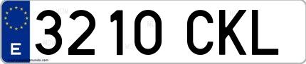Ejemplo de matrícula española 3210 CKL