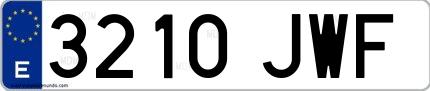 Ejemplo de matrícula española 3210 JWF