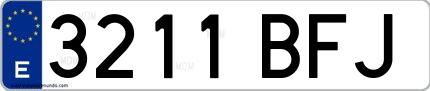 Ejemplo de matrícula española 3211 BFJ