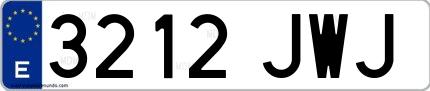 Ejemplo de matrícula española 3212 JWJ