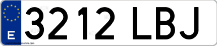 Ejemplo de matrícula de coche ordinaria 3212 LBJ