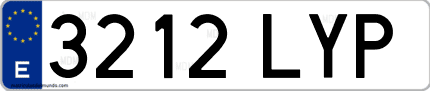Ejemplo de matrícula de coche ordinaria 3212 LYP