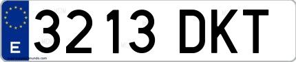 Ejemplo de matrícula española 3213 DKT
