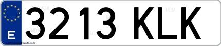 Ejemplo de matrícula española 3213 KLK