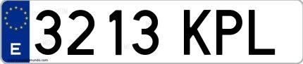 Ejemplo de matrícula española 3213 KPL