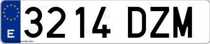 Ejemplo de matrícula española 3214 DZM