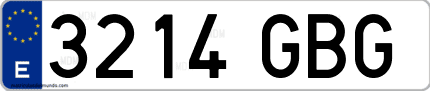 Ejemplo de matrícula de coche ordinaria 3214 GBG