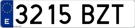 Ejemplo de matrícula española 3215 BZT