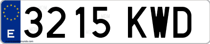 Ejemplo de matrícula de coche ordinaria 3215 KWD
