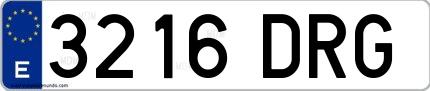 Ejemplo de matrícula española 3216 DRG