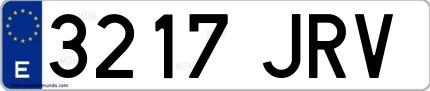 Ejemplo de matrícula española 3217 JRV