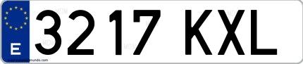 Ejemplo de matrícula española 3217 KXL