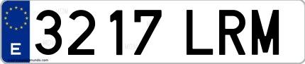 Ejemplo de matrícula española 3217 LRM
