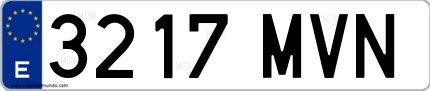 Ejemplo de matrícula española 3217 MVN