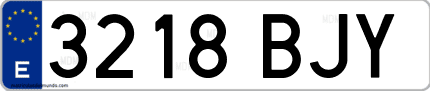 Ejemplo de matrícula de coche ordinaria 3218 BJY