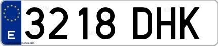Ejemplo de matrícula española 3218 DHK