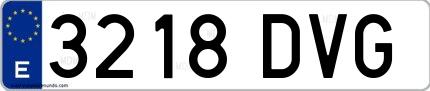 Ejemplo de matrícula española 3218 DVG