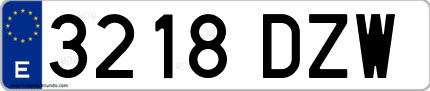 Ejemplo de matrícula de coche ordinaria 3218 DZW