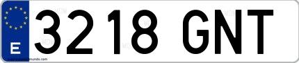 Ejemplo de matrícula española 3218 GNT