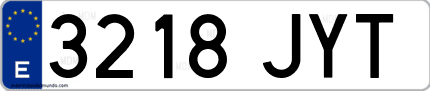 Ejemplo de matrícula de coche ordinaria 3218 JYT