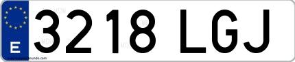 Ejemplo de matrícula española 3218 LGJ