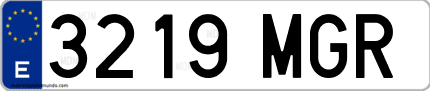 Ejemplo de matrícula de coche ordinaria 3219 MGR