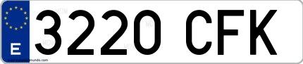 Ejemplo de matrícula española 3220 CFK