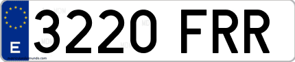 Ejemplo de matrícula de coche ordinaria 3220 FRR