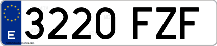 Ejemplo de matrícula de coche ordinaria 3220 FZF