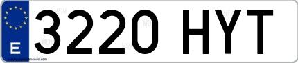 Ejemplo de matrícula española 3220 HYT