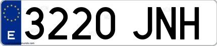 Ejemplo de matrícula española 3220 JNH