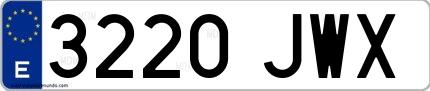 Ejemplo de matrícula española 3220 JWX