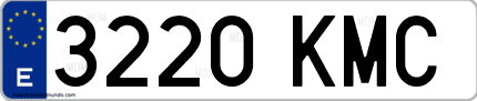 Ejemplo de matrícula de coche ordinaria 3220 KMC