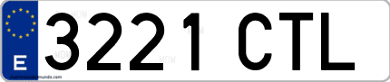 Ejemplo de matrícula de coche ordinaria 3221 CTL